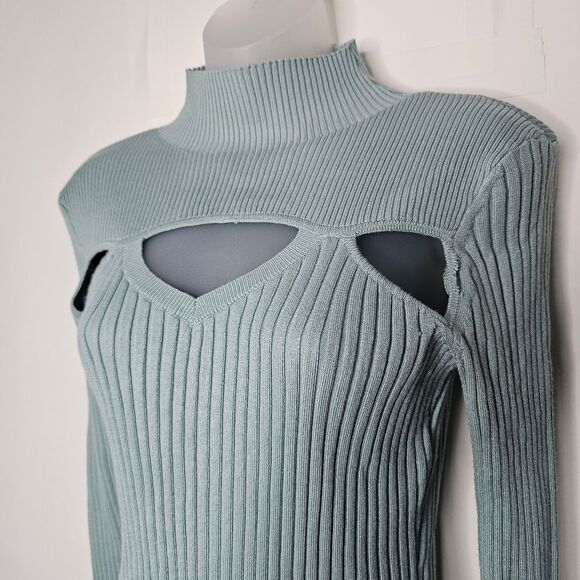 4/$35 Cliche Blue Cutout Ribbed Sweater Dress - Picture 5 of 8